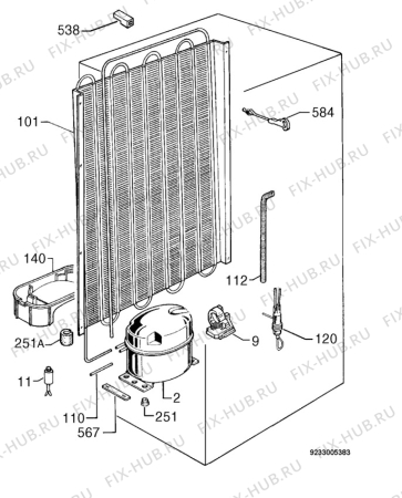 Взрыв-схема холодильника Privileg 384547_40603 - Схема узла Cooling system 017